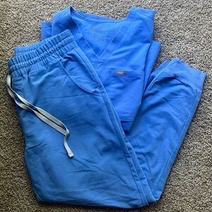 FIGS SCRUBS Ceil Blue, top & bottom bundle